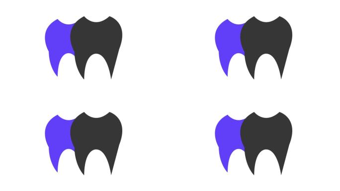 极简主义牙科标志，黑色牙齿轮廓和蓝色防护盾，代表牙齿护理和保护。