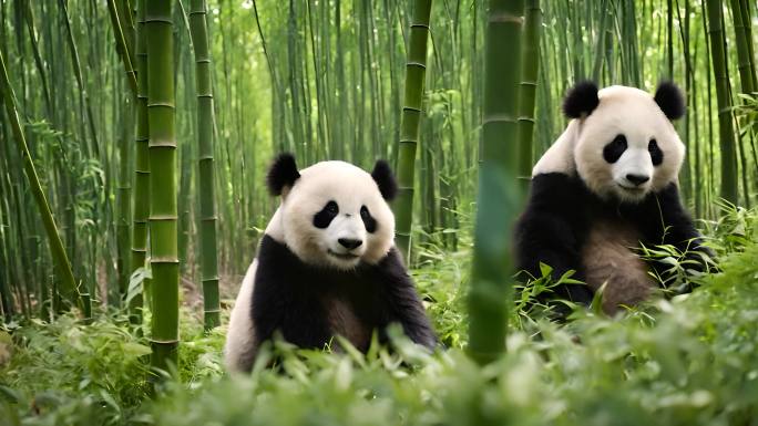 竹林里面的大熊猫