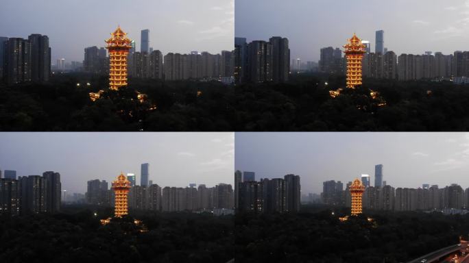 成都 塔子山 公园 航拍 夜景