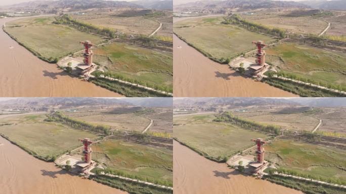 黄河航拍修建景区水利