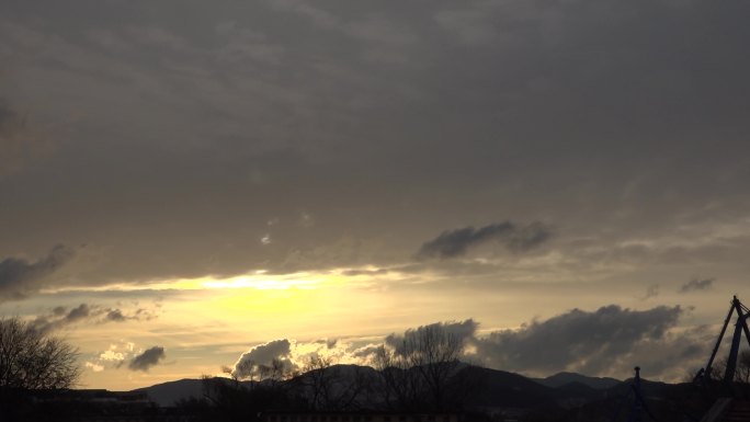 4k延时晨曦日出日落橘色天空开场片头