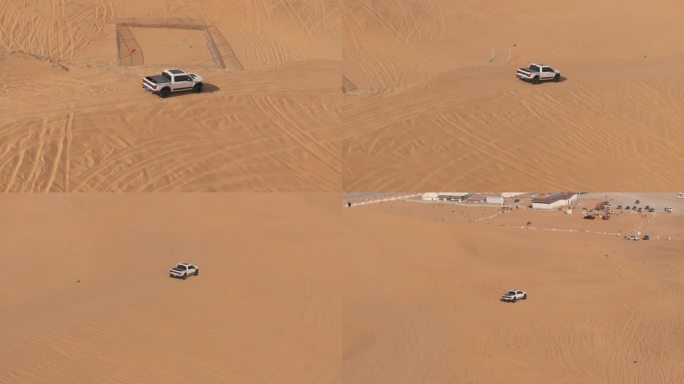 航拍沙漠汽车
