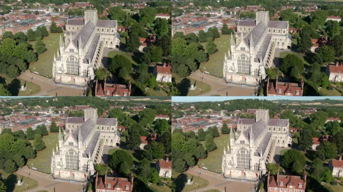 无人机在英国汉普郡夏天拍摄的温彻斯特大教堂