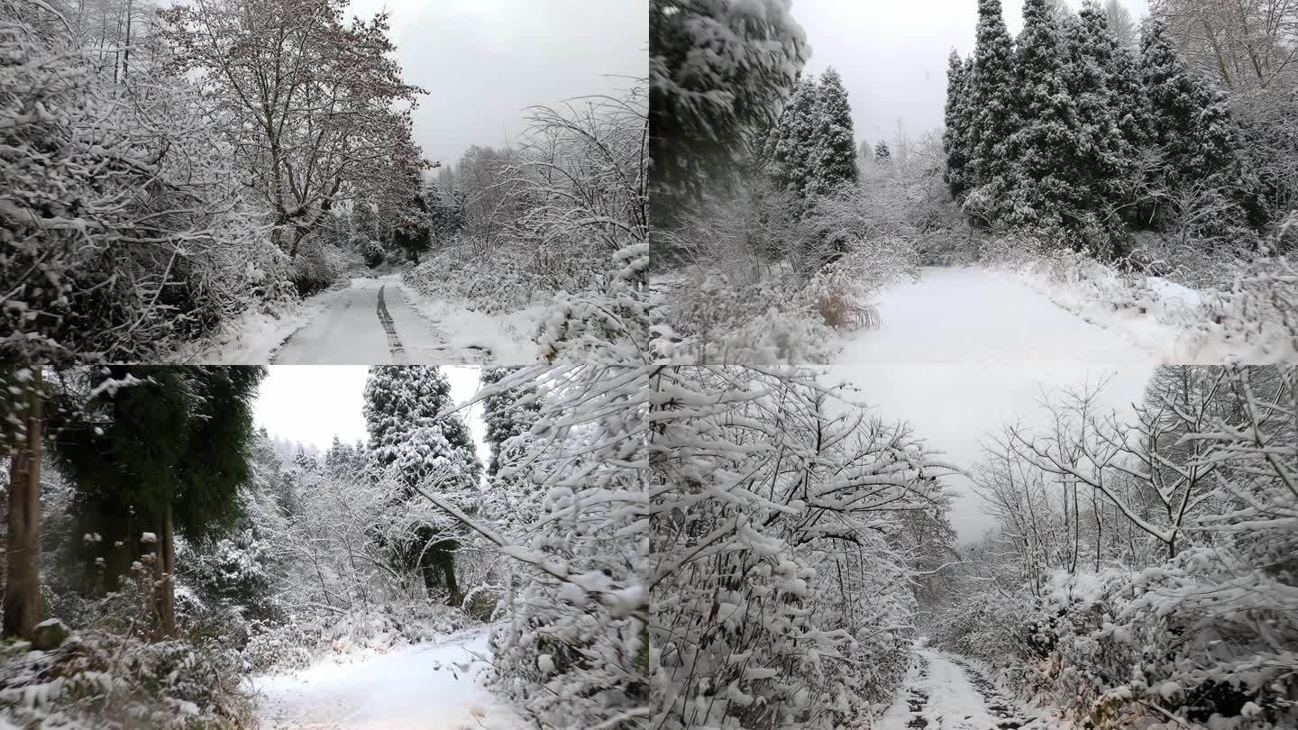 积雪山路开车第一视角