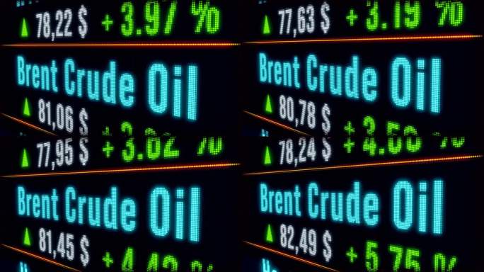 布伦特原油价格上涨。