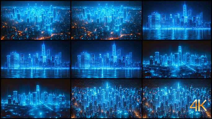 蓝色未来科技城市 信息化联网智慧发光都市