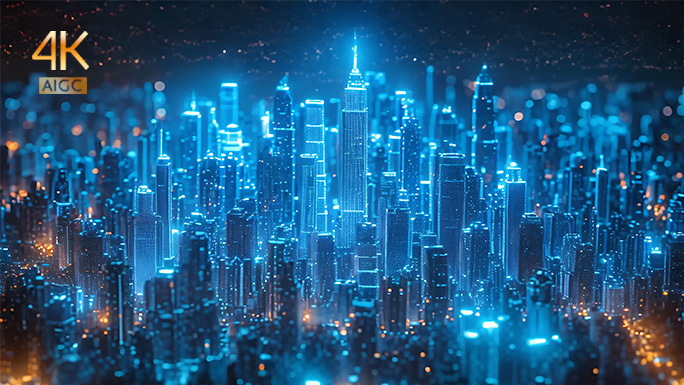 蓝色未来科技城市 信息化联网智慧发光都市