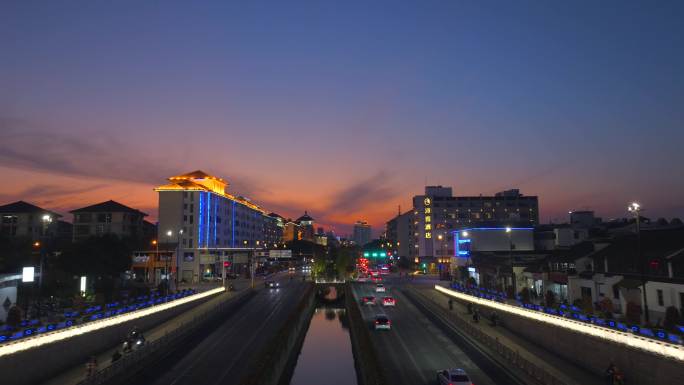 城市夜空全景空镜航拍