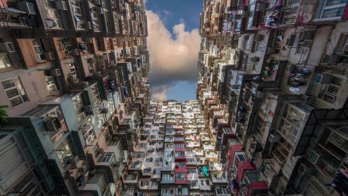 香港延时4K，公寓怪兽大楼。延时怡发大厦