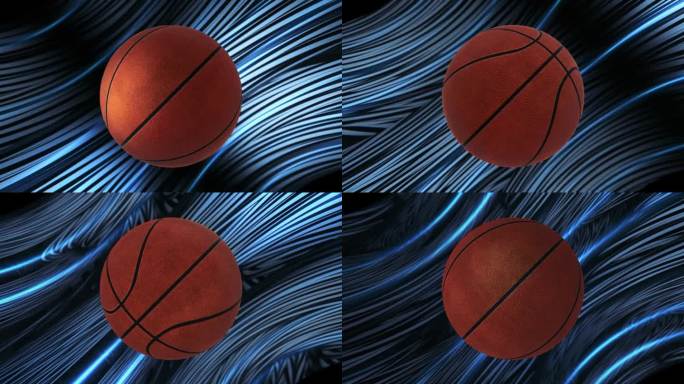 3D篮球无缝循环背景蓝样条4K 60 FPS