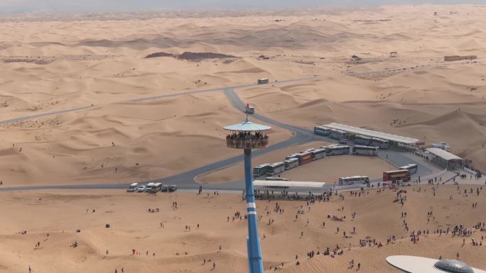 航拍沙漠驿站沙漠景区沙漠游玩骆驼