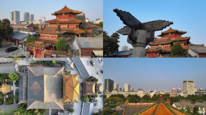 济宁东大寺寺庙城市建筑宣传片航拍素材