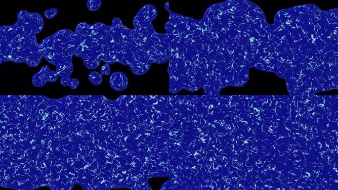 液体运动水波背景，溅蓝抽象，流体流动湿墨色彩。4k分辨率的过渡动画，创意流畅的运动图形，彩色图像滴动