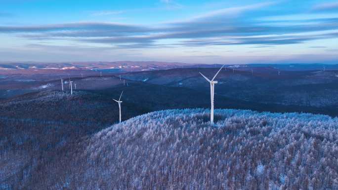 风车 雾凇 风力发电 可再生能源