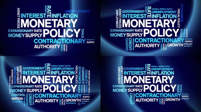 货币政策动画字云，动画动态排版无缝循环。