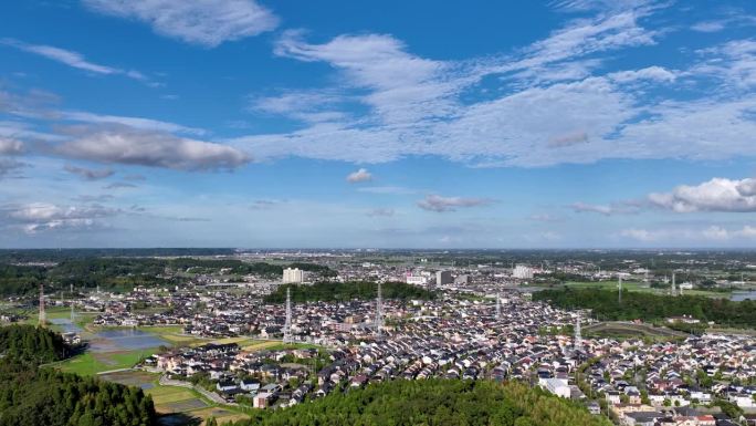 航拍-城市景观的日本大平泻市千叶观光业务上升