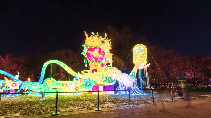 西安大唐芙蓉园灯展灯会夜景大范围延时