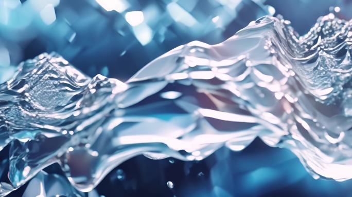 液体抽象流动 蓝色特写流水抽象背景