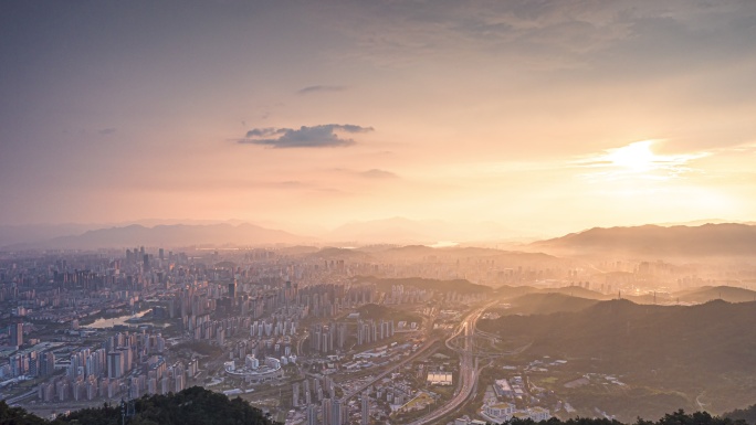 福州城市落日延时
