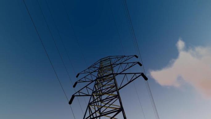 高压电线和变电站铁塔延时摄影素材