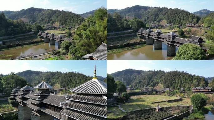 广西柳州三江程阳八寨八角楼民族建筑风雨桥