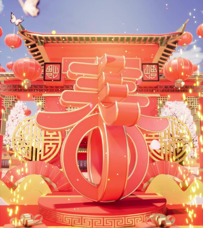 【4k竖屏】春节led国潮展台8