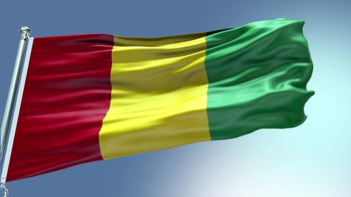 几内亚国旗4K分辨率股票视频