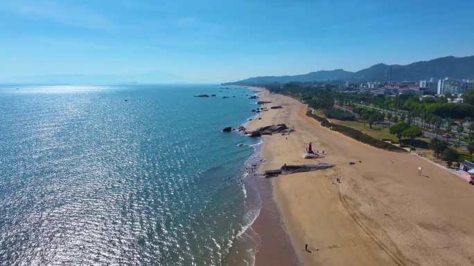 东海大海海边海水海浪沙滩海滩航拍风景唯美