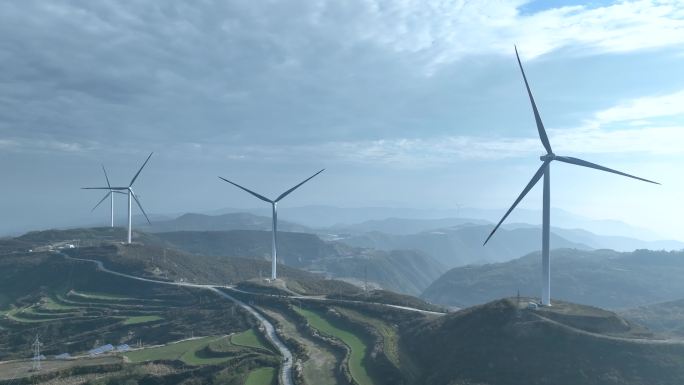 环保新能源 风力发电 清洁能源 航拍风电