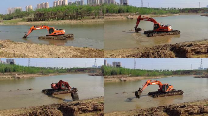 人工河道治理水下挖掘机绿化工程