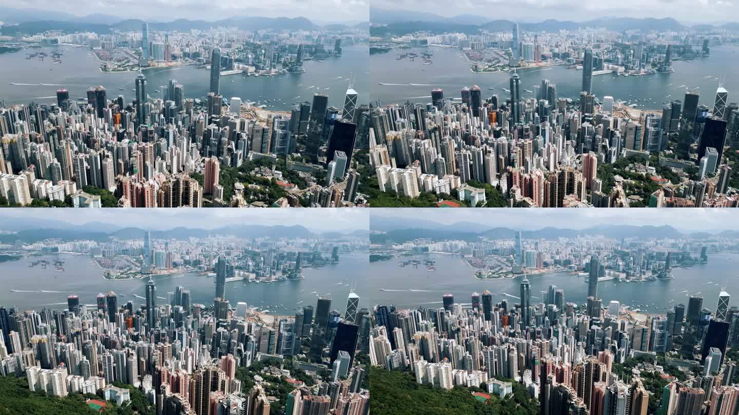 亚洲城市在中国的鸟瞰图。城市建筑与中国街道钢结构镜头。亚洲市场环境吸引商旅香港