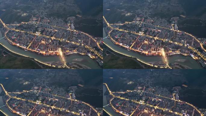 怒江航拍夜景延时