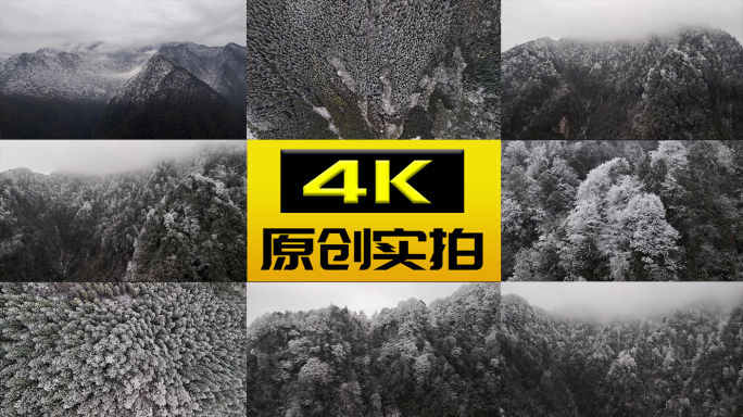 高山冬天严寒冰冻雪淞雾凇云雾