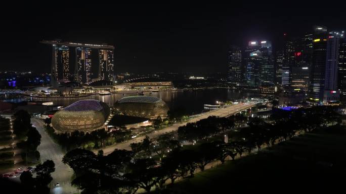 新加坡金沙酒店金融商业区4K夜景