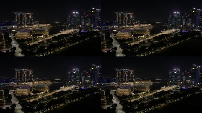 新加坡金沙酒店金融商业区4K夜景