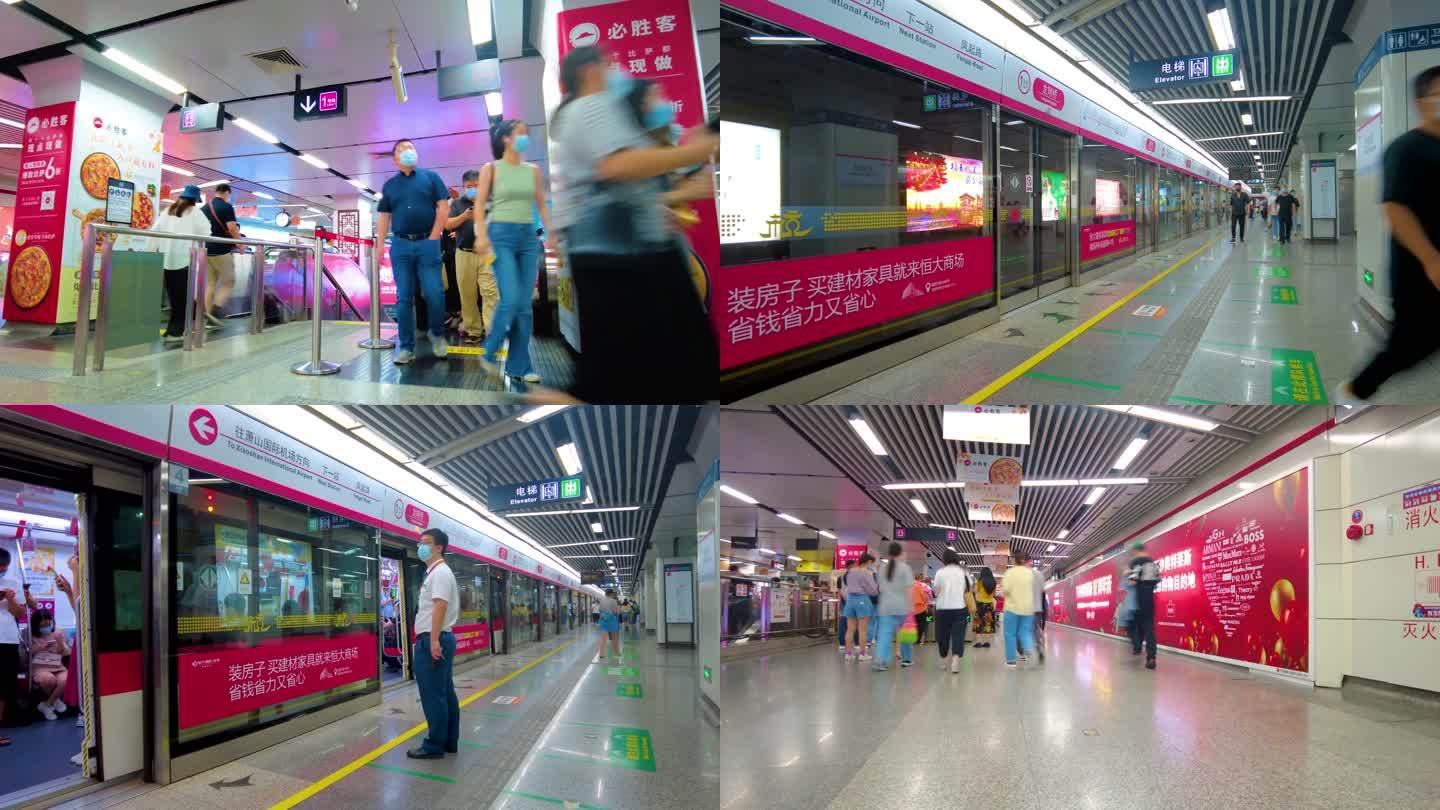 杭州城市地铁人流延时摄影