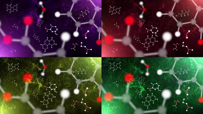 化学抽象分子键的变色循环动画。