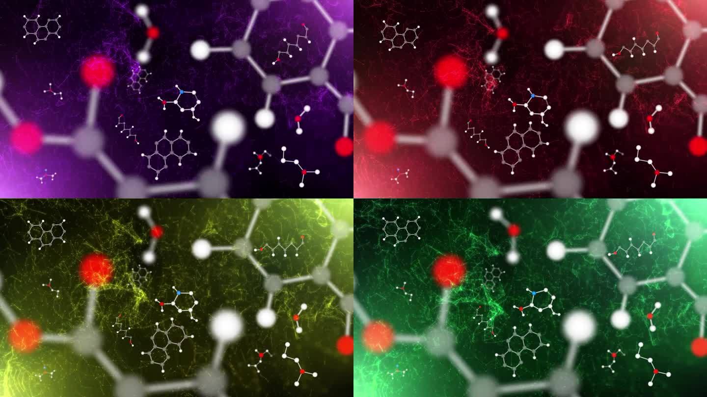 化学抽象分子键的变色循环动画。