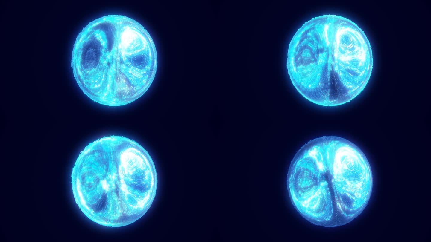 蓝色玻璃能量等离子体未来魔法圆球球。抽象的背景。视频在高品质的4k，运动设计