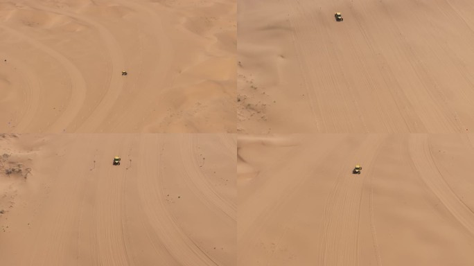 航拍沙漠赛车