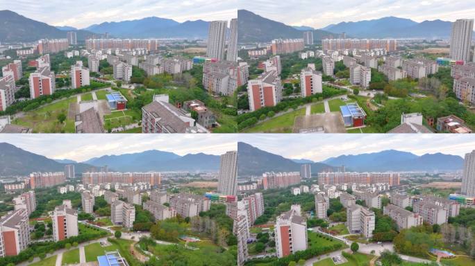 福州福建江夏学院大学城校区航拍校园风景风