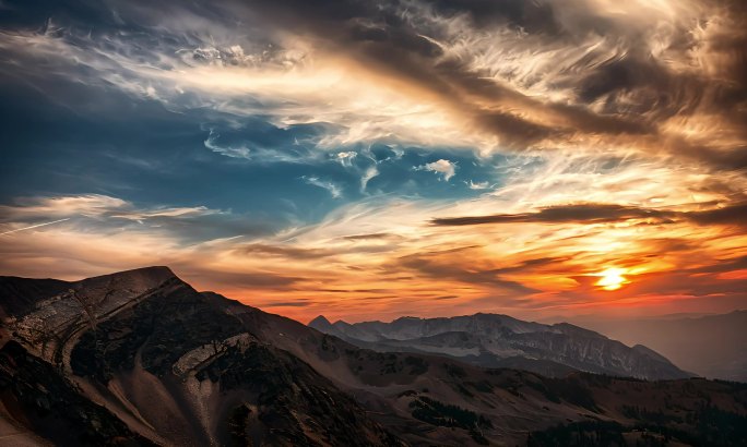 日落太阳夕阳海边雪地风景