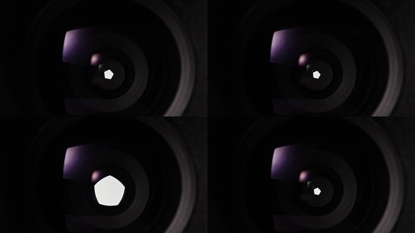 老式相机镜头快门光圈叶片变化缩小放大特写