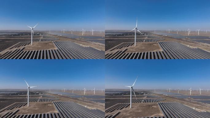 中国西部的光伏发电和风能发电厂