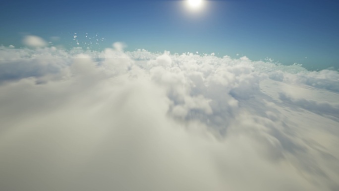 云中穿行 飞行视角 蓝天 白云 在云层中
