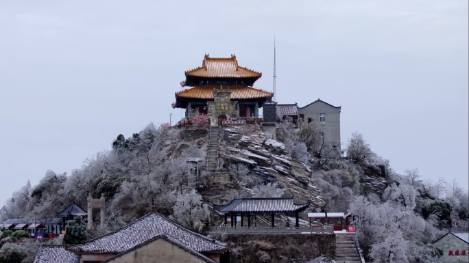 武汉木兰山的雪景 宗教建筑