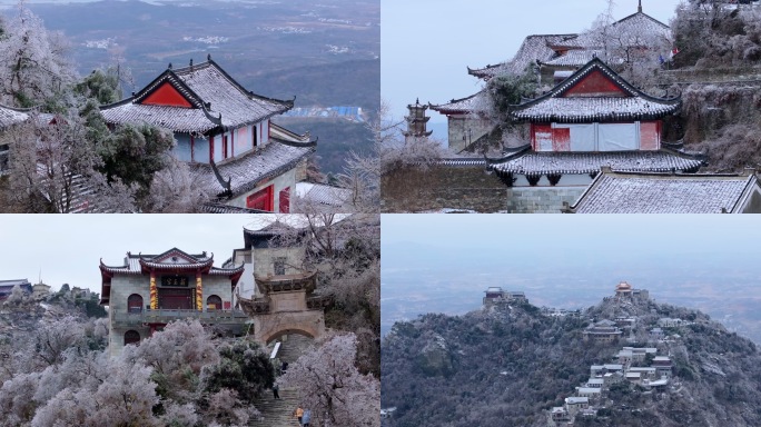 武汉木兰山的雪景 宗教建筑