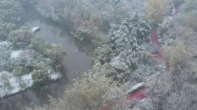 航拍城市雪景 、西安