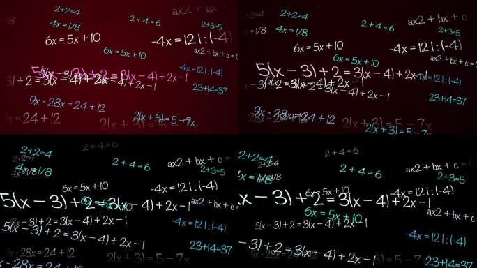 数学和物理公式穿过屏幕消失了。数学方程的动画。