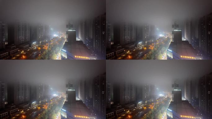 雾霾中的城市街道